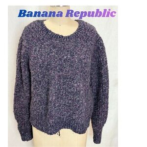 Banana Republic Chunky Knit Sweater Purple Multi | Size XL| Cozy Soft Pullover